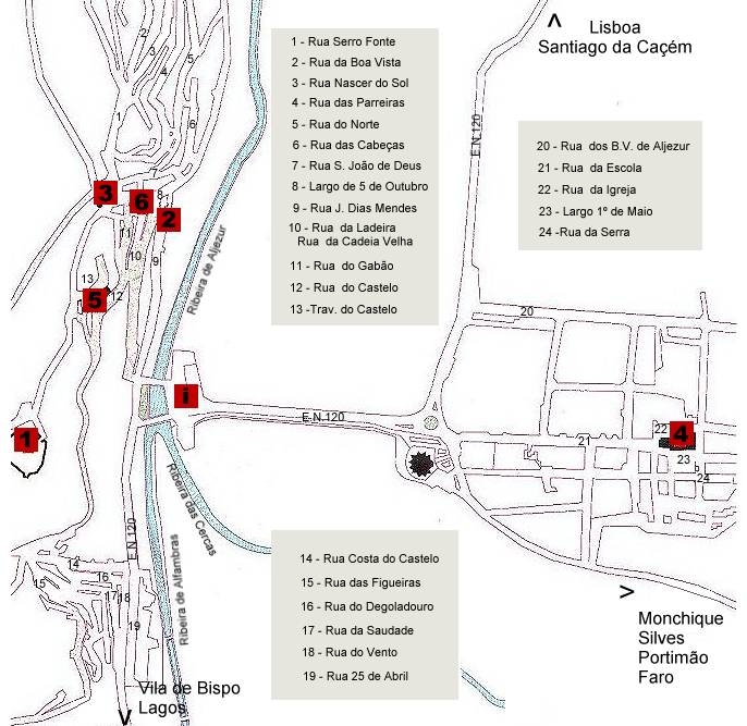 Aljezur - Map of Aljezur town